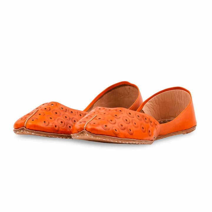 Orange Leather Khussa For Women EC8868