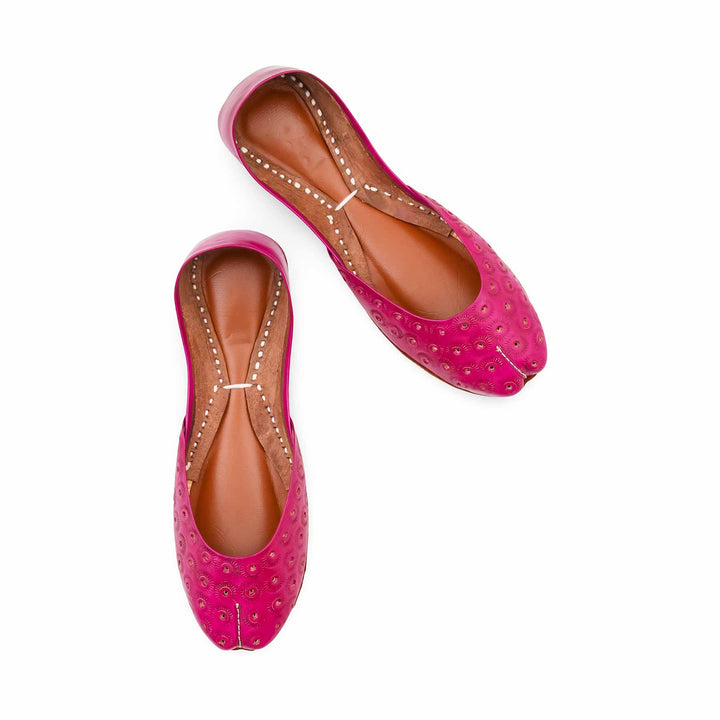Pink Leather Khussa For Women EC8868