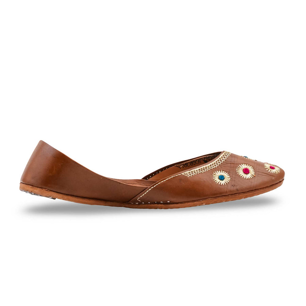 Brown Leather Khussa For Women EC8869