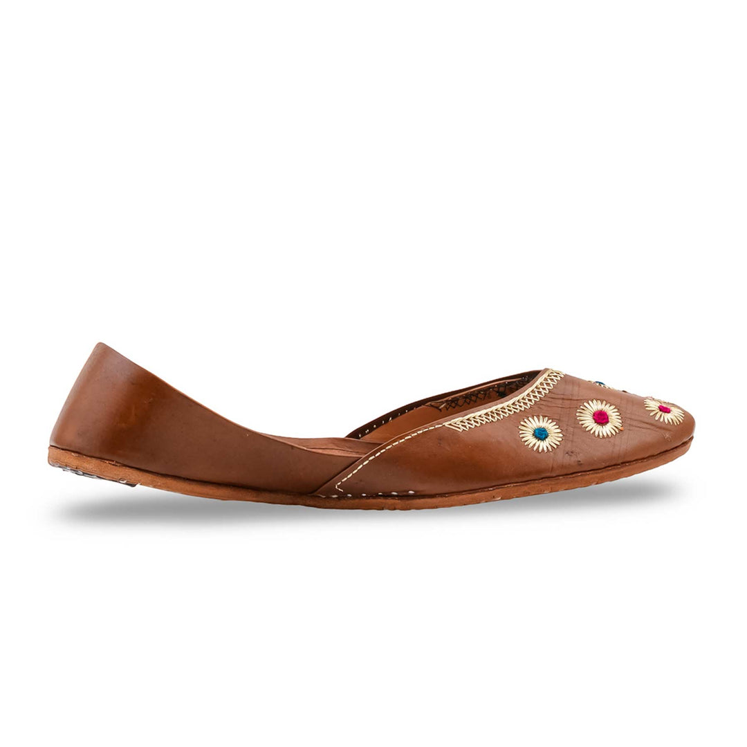 Brown Leather Khussa For Women EC8869