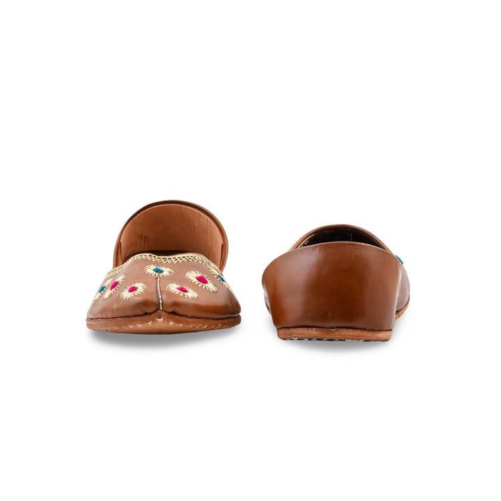 Brown Leather Khussa For Women EC8869