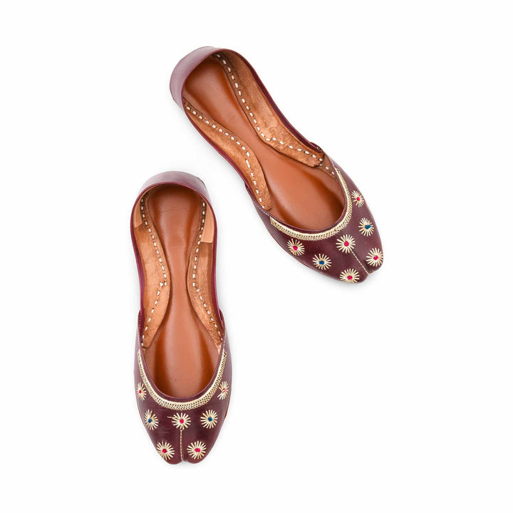 Maroon Leather Khussa For Women EC8869