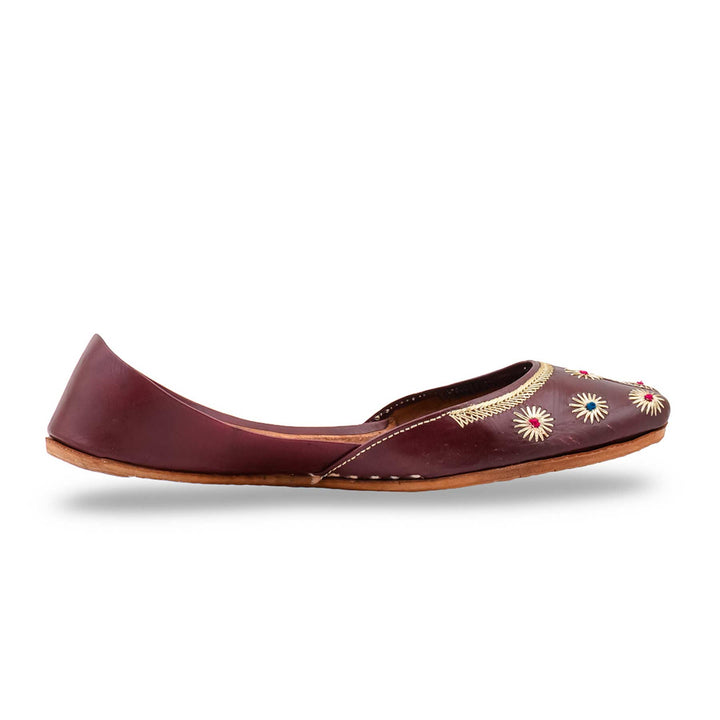 Maroon Leather Khussa For Women EC8869