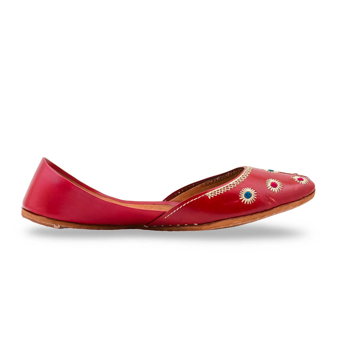 Red Leather Khussa For Women EC8869
