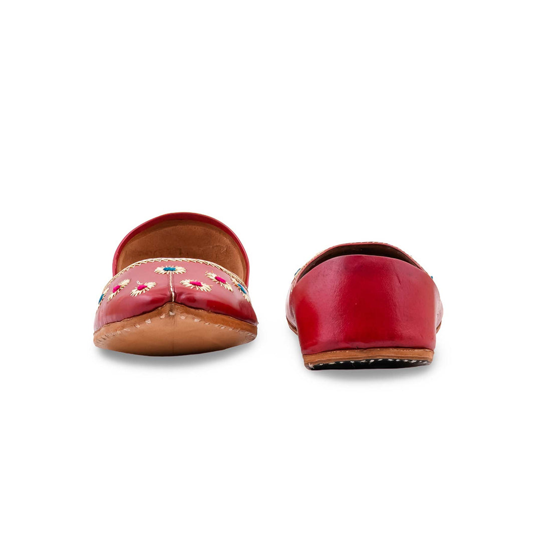 Red Leather Khussa For Women EC8869