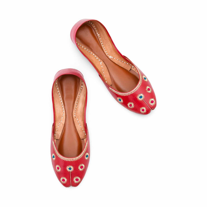 Red Leather Khussa For Women EC8869