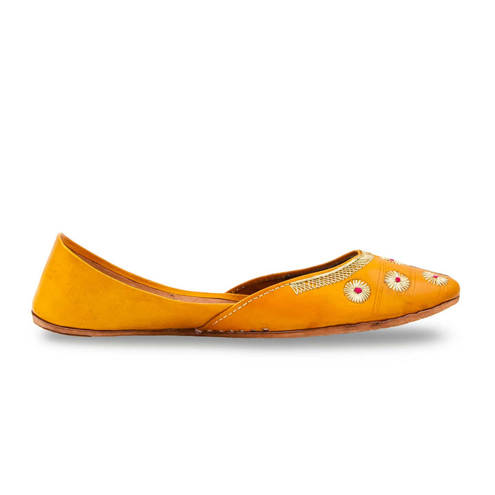 Yellow Leather Khussa For Women EC8869