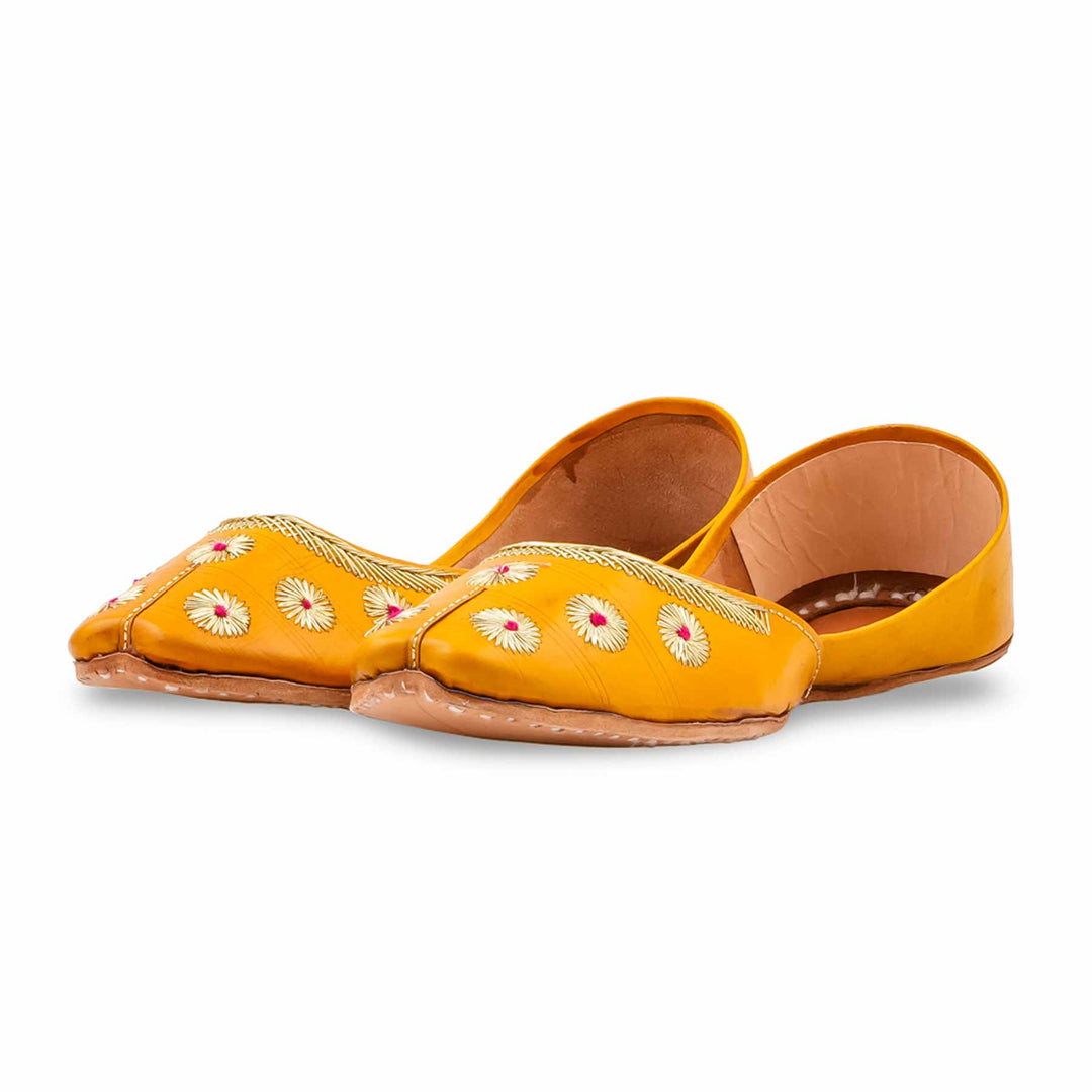 Yellow Leather Khussa For Women EC8869