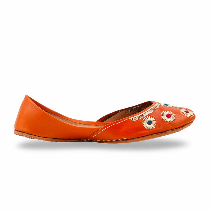 Orange Leather Khussa For Women EC8869