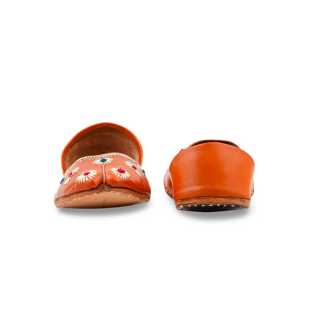 Orange Leather Khussa For Women EC8869