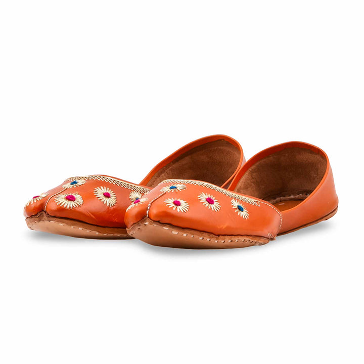 Orange Leather Khussa For Women EC8869