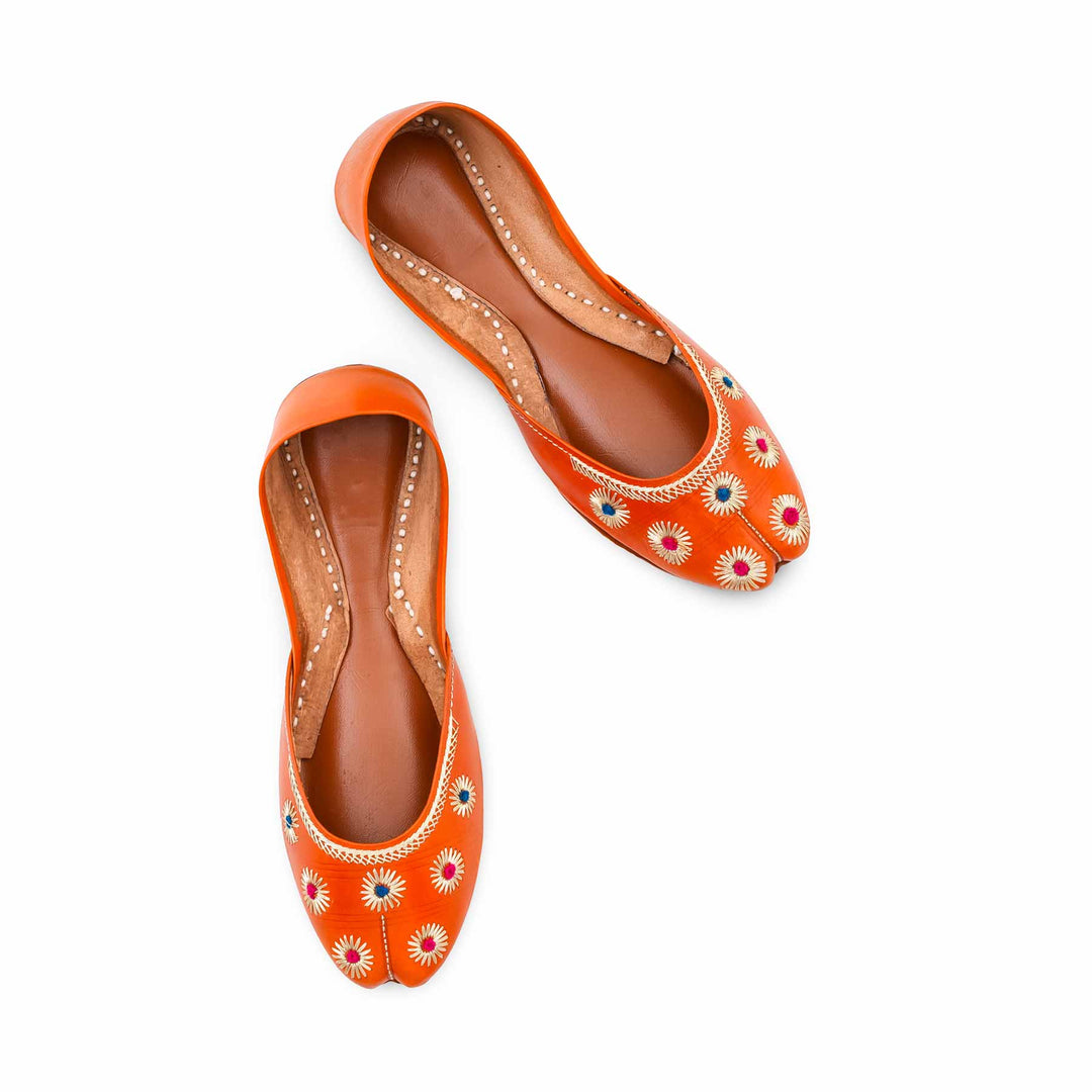 Orange Leather Khussa For Women EC8869