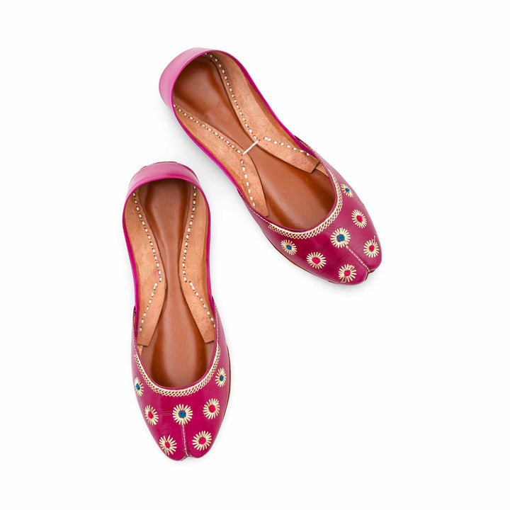 Pink Leather Khussa For Women EC8869