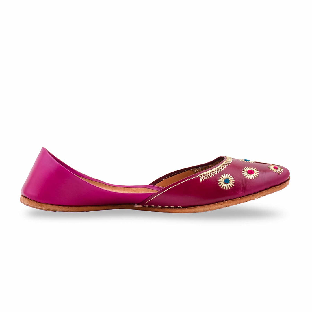 Pink Leather Khussa For Women EC8869