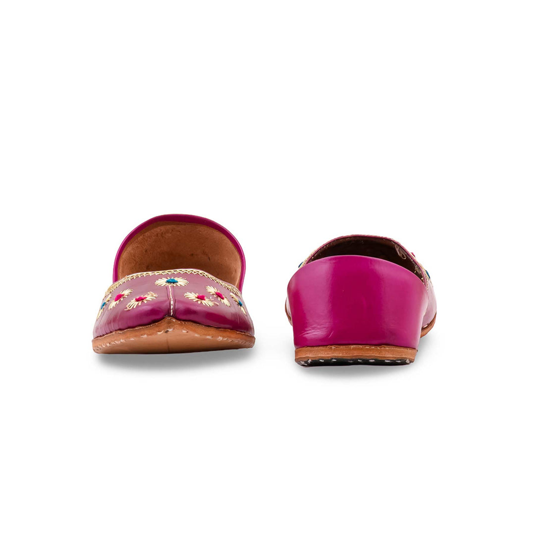 Pink Leather Khussa For Women EC8869