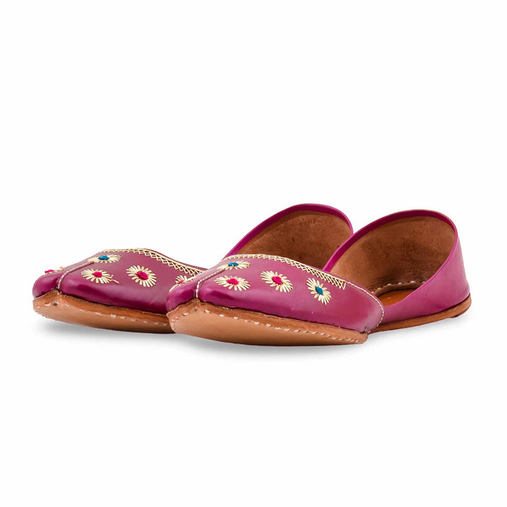 Pink Leather Khussa For Women EC8869