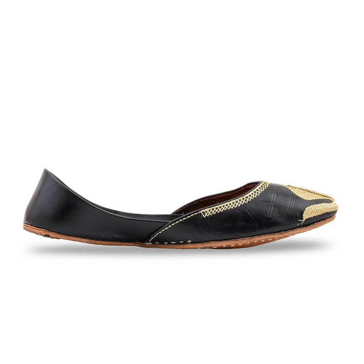 Black Leather Khussa For Women EC8873