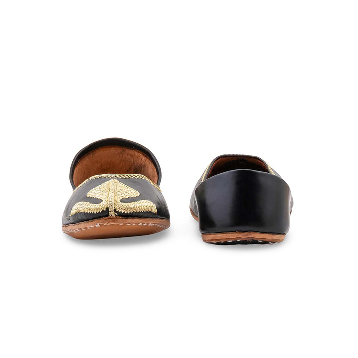 Black Leather Khussa For Women EC8873
