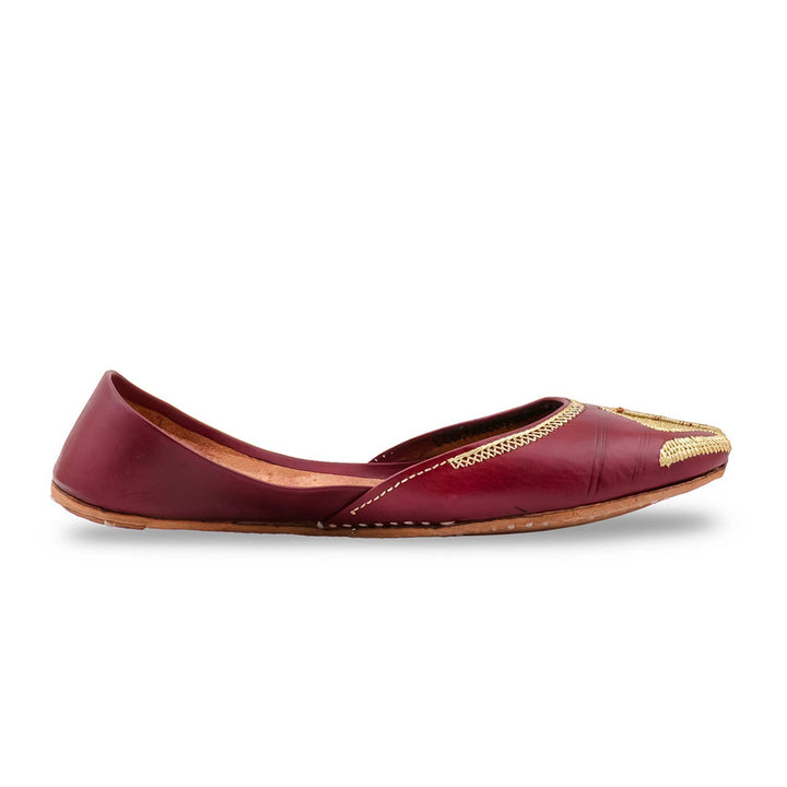 Maroon Leather Khussa For Women EC8873