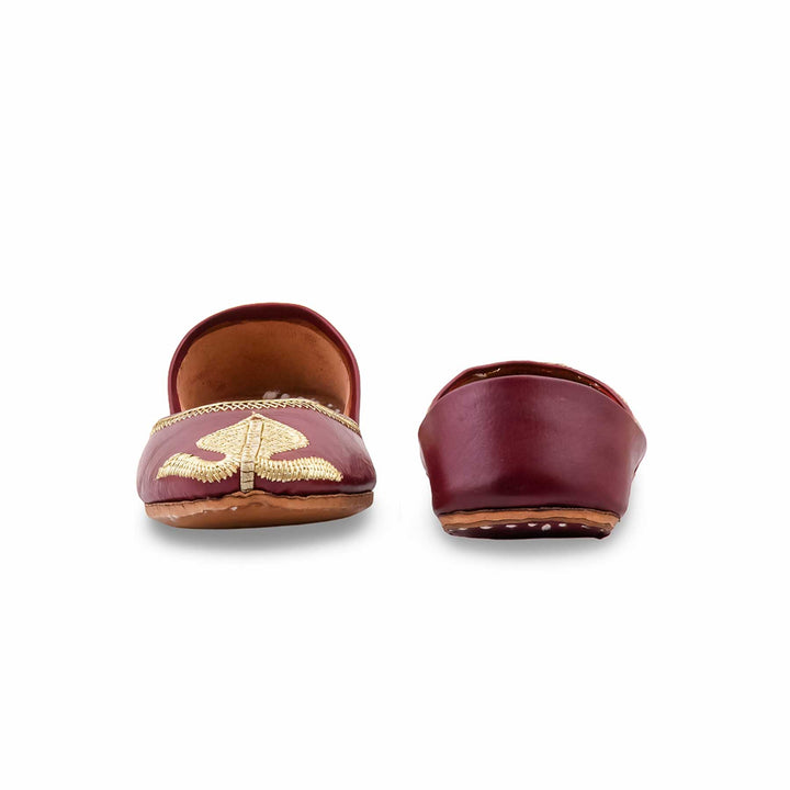 Maroon Leather Khussa For Women EC8873
