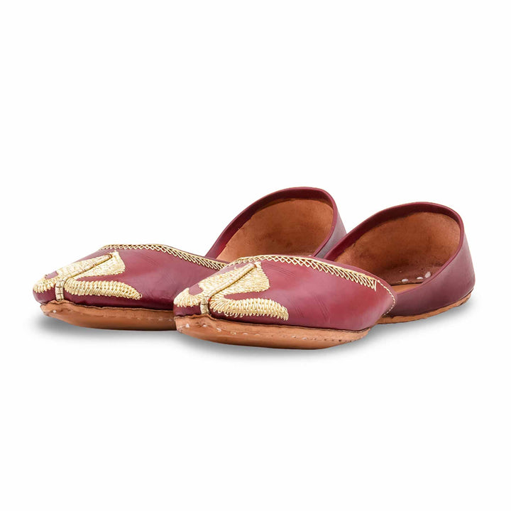 Maroon Leather Khussa For Women EC8873