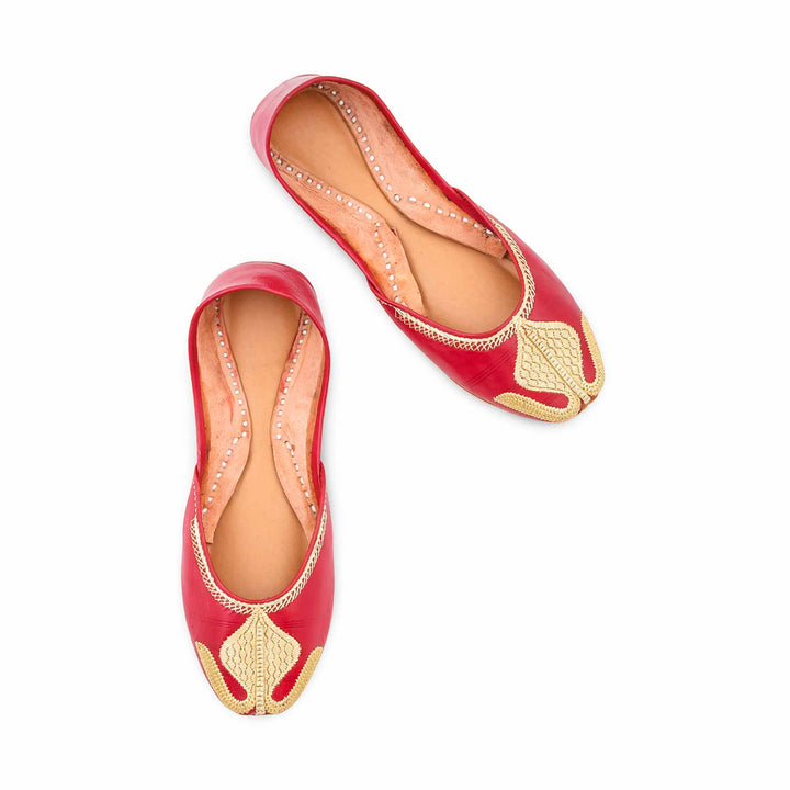 Red Leather Khussa For Women EC8873