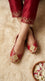 Red Leather Khussa For Women EC8873