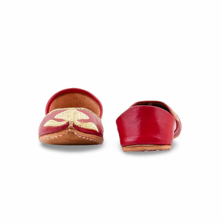 Red Leather Khussa For Women EC8873