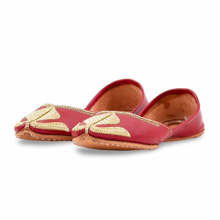 Red Leather Khussa For Women EC8873