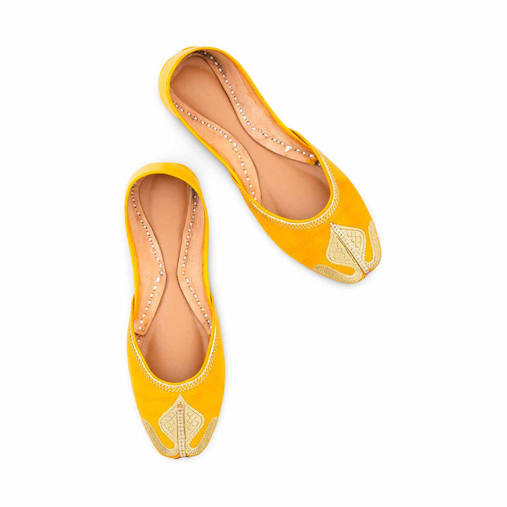 Yellow Leather Khussa For Women EC8873