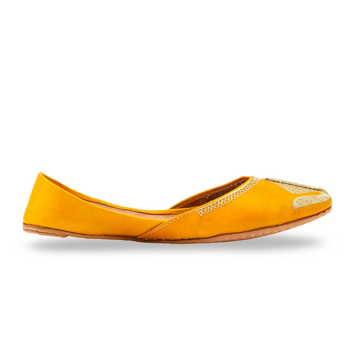 Yellow Leather Khussa For Women EC8873