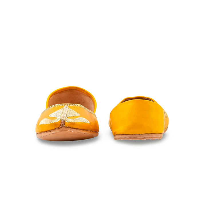 Yellow Leather Khussa For Women EC8873