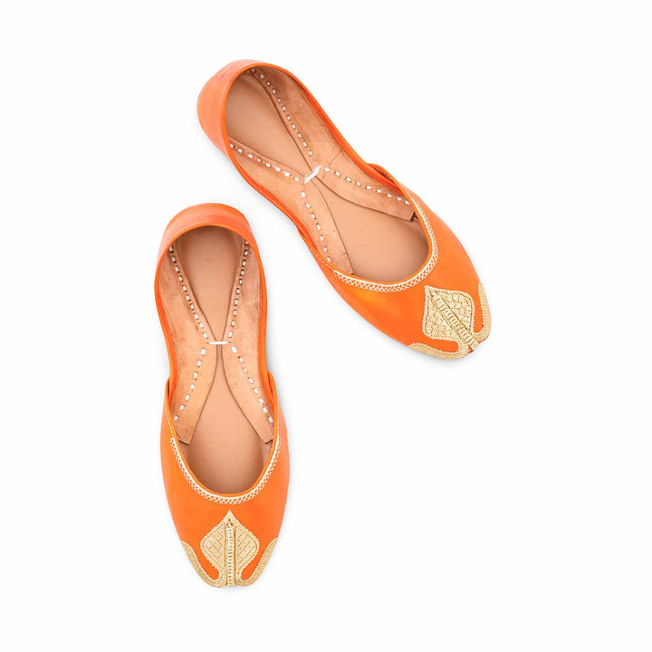 Orange Leather Khussa For Women EC8873