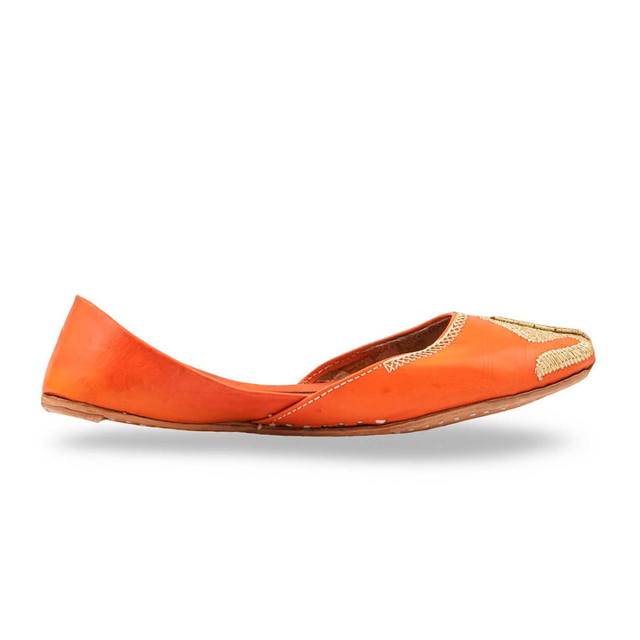 Orange Leather Khussa For Women EC8873