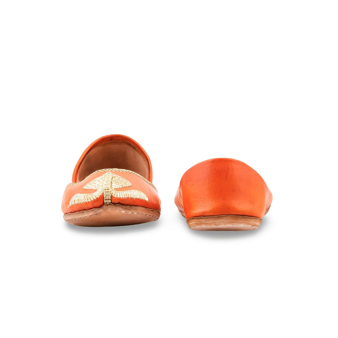 Orange Leather Khussa For Women EC8873