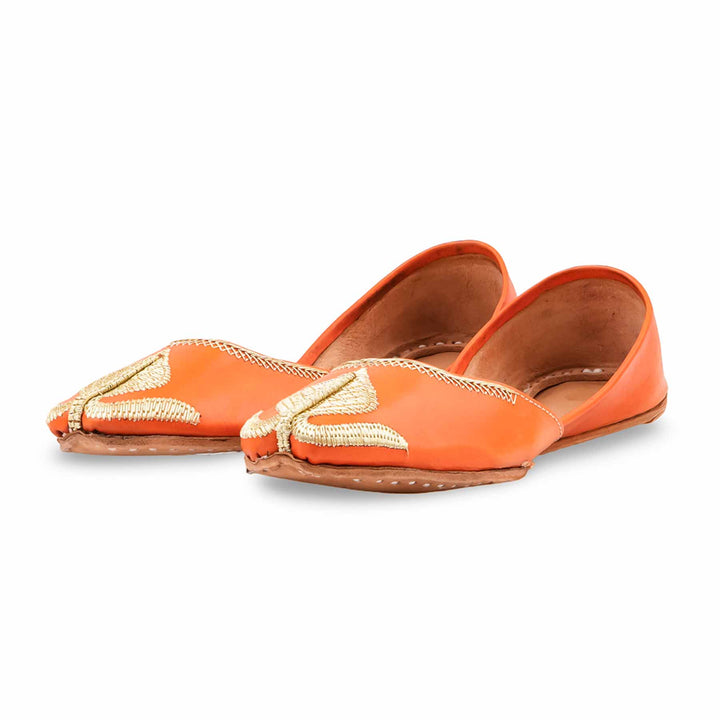 Orange Leather Khussa For Women EC8873