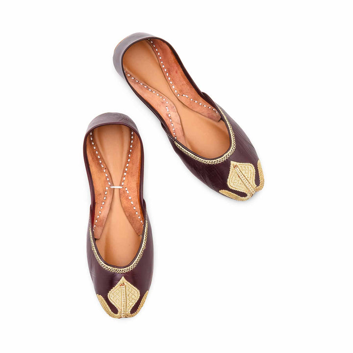 Coffee Leather Khussa For Women EC8873