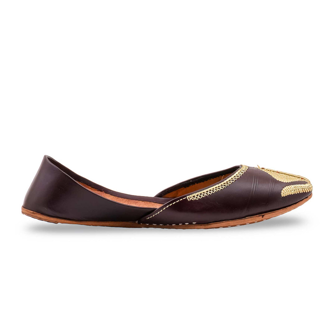 Coffee Leather Khussa For Women EC8873