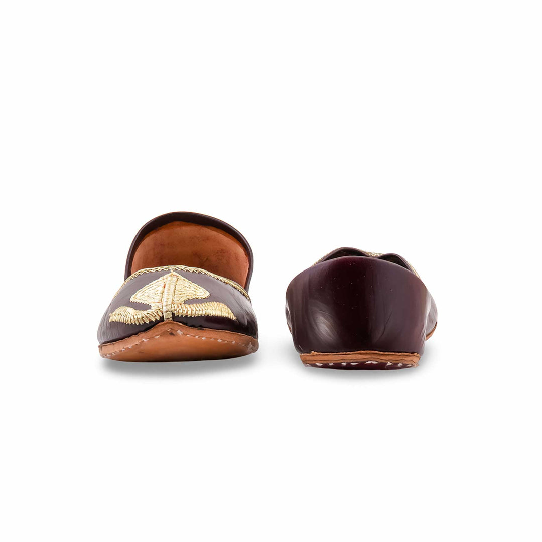 Coffee Leather Khussa For Women EC8873