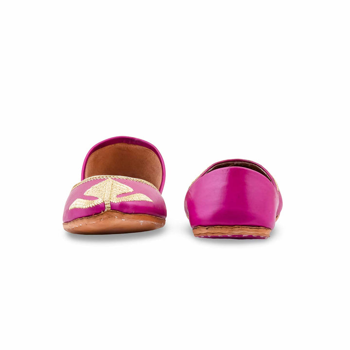 Pink Leather Khussa For Women EC8873