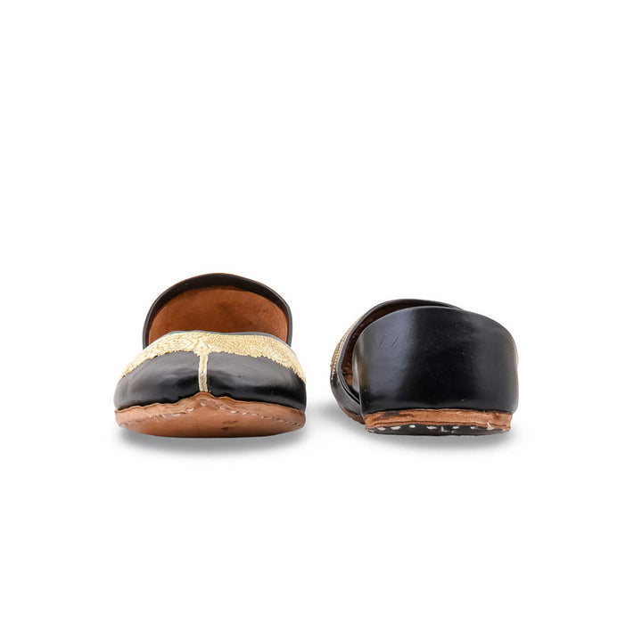 Black Leather Khussa For Women EC8874