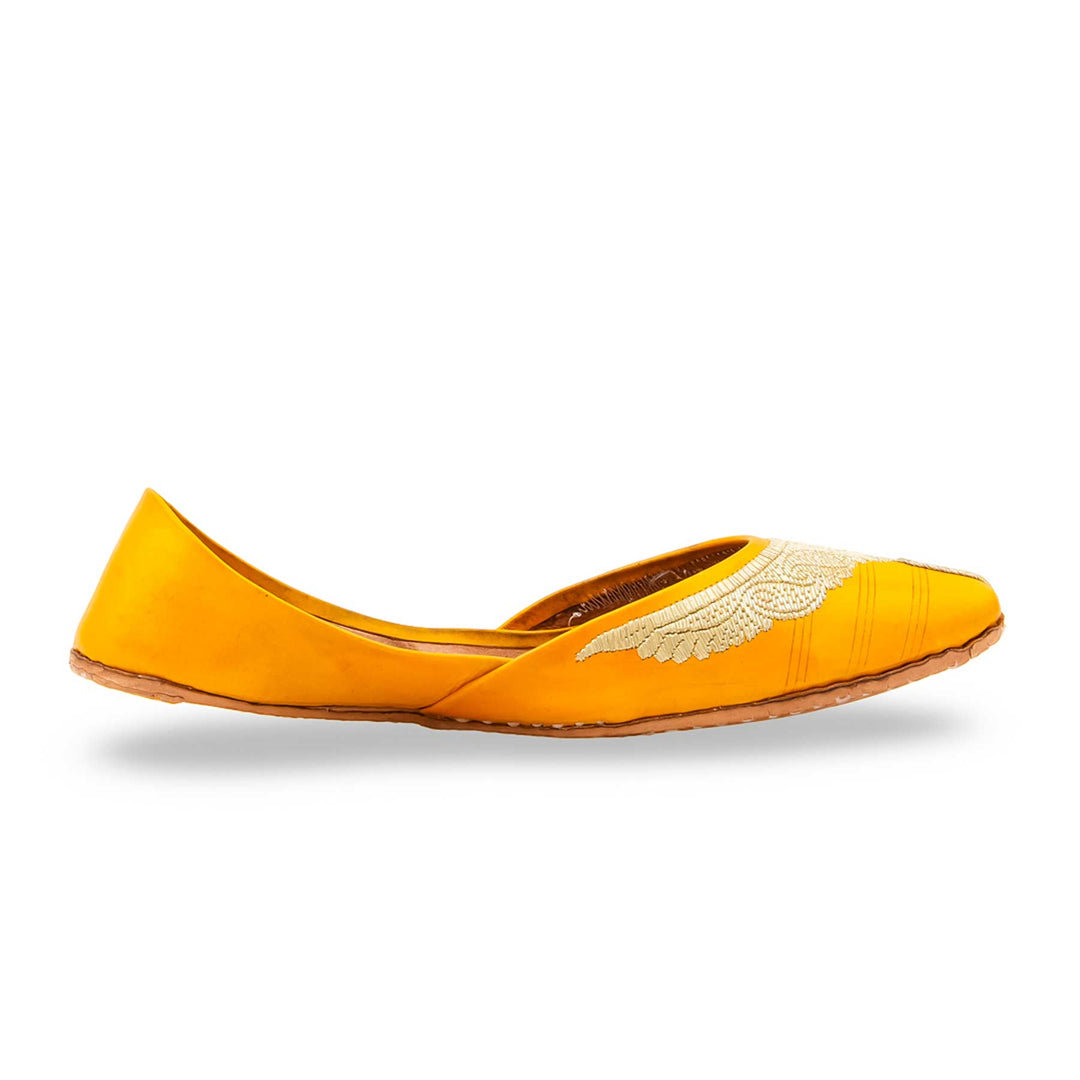 Yellow Leather Khussa For Women EC8874