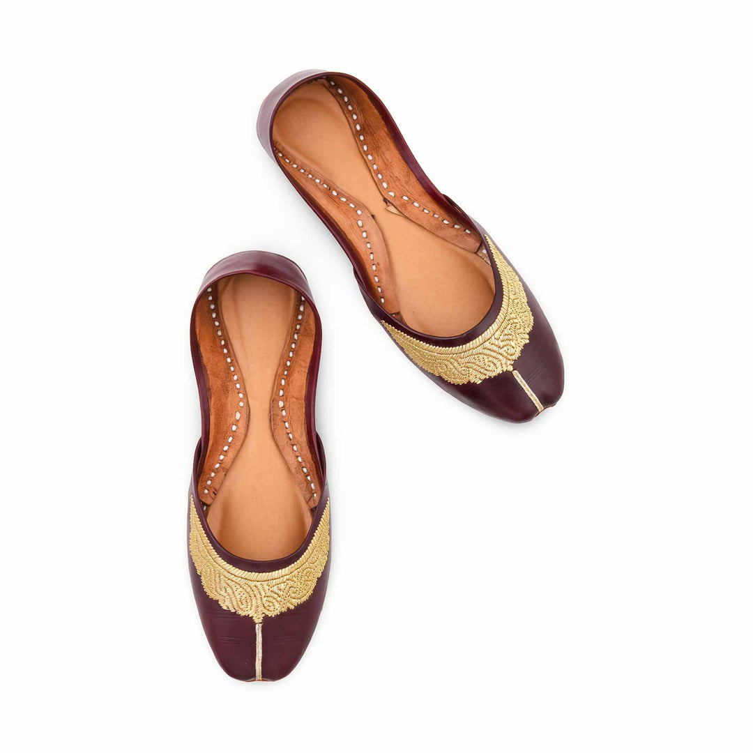 Coffee Leather Khussa For Women EC8874