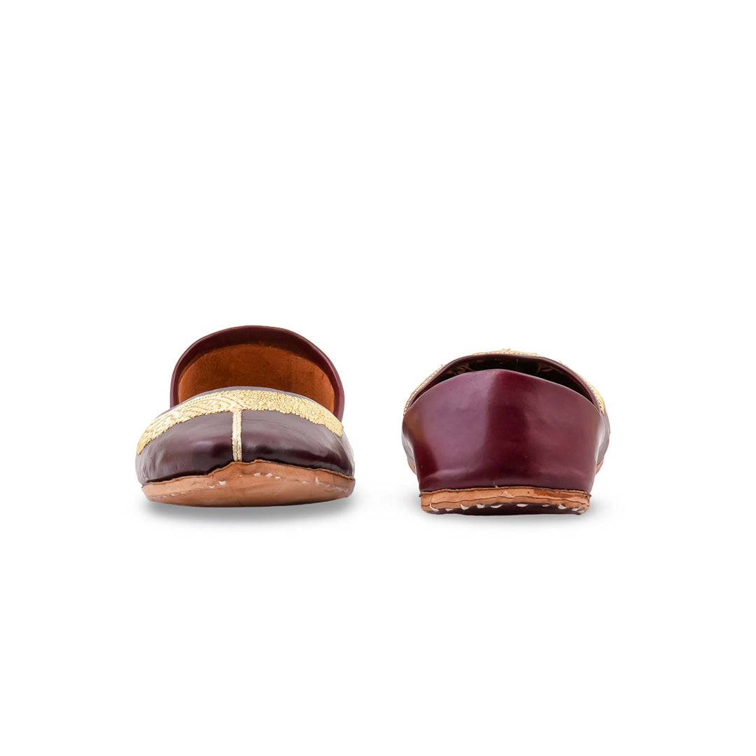 Coffee Leather Khussa For Women EC8874