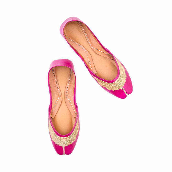 Pink Leather Khussa For Women EC8874