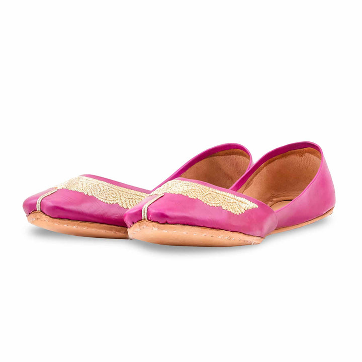 Pink Leather Khussa For Women EC8874