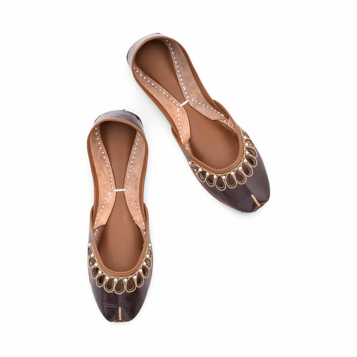 Brown Leather Khussa For Women EC8875