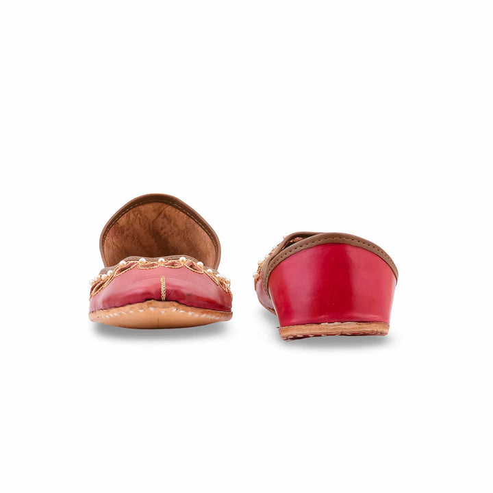 Maroon Leather Khussa For Women EC8875