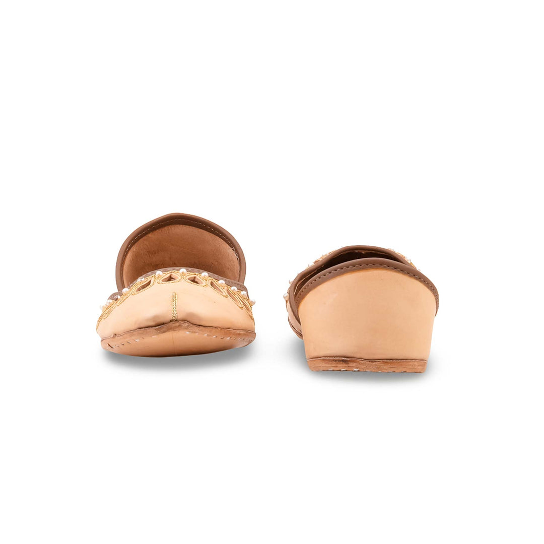 Fawn Leather Khussa For Women EC8875