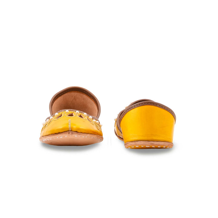 Yellow Leather Khussa For Women EC8875